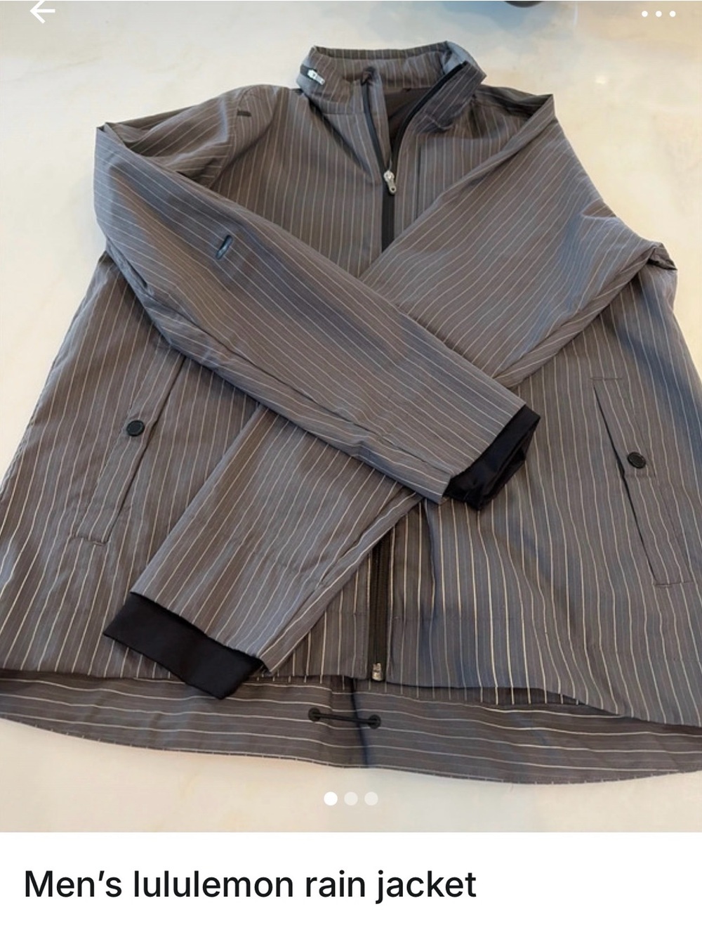 lululemon athletica Men's Gray Pinstripe Raincoat